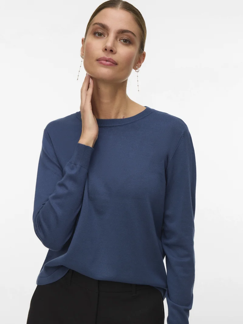 VMSILJE LS O-NECK PULLOVER NOOS, Dark Denim