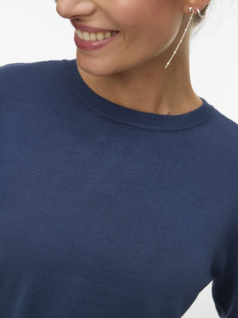 VMSILJE LS O-NECK PULLOVER NOOS, Dark Denim