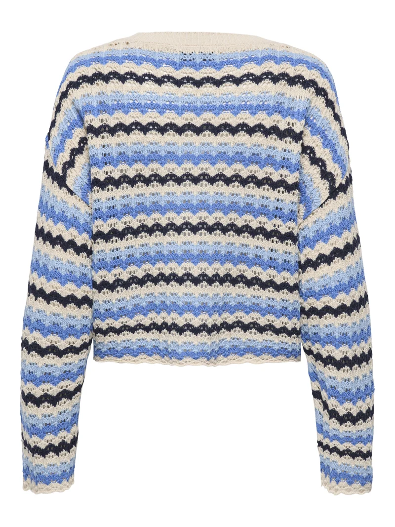 ONLASA LS O-NECK KNT NCA, Birch/Ultramarine/Soft Chambray/Nav
