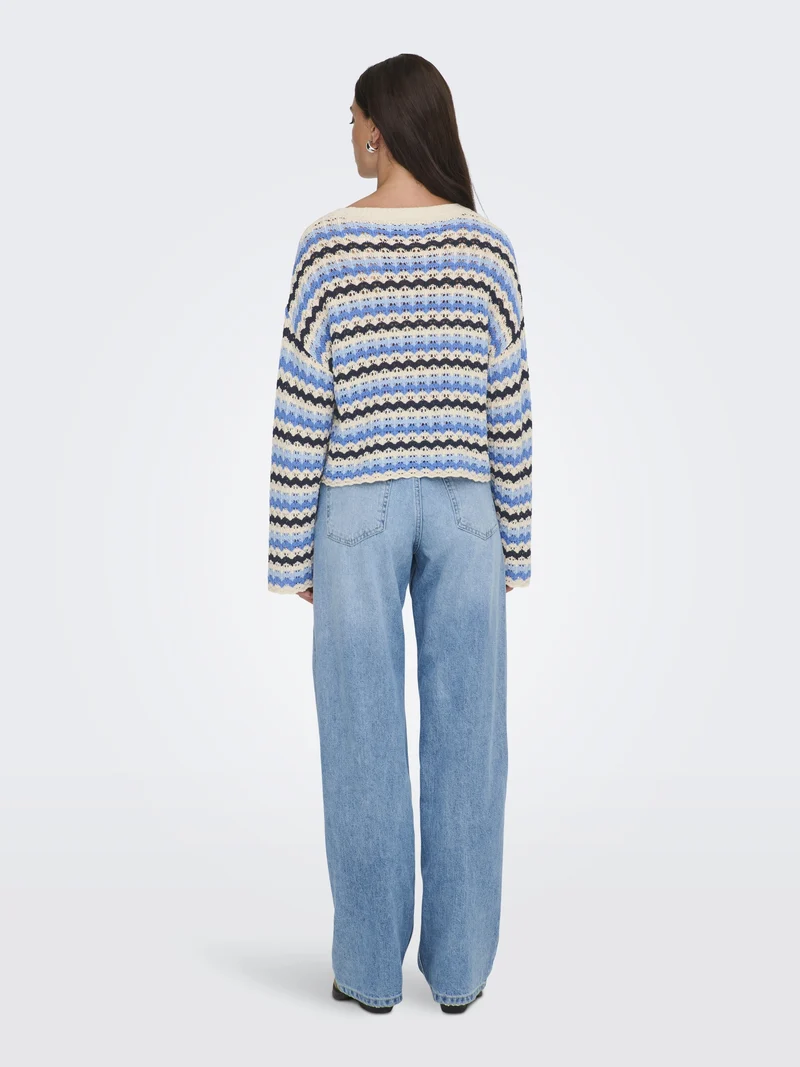 ONLASA LS O-NECK KNT NCA, Birch/Ultramarine/Soft Chambray/Nav