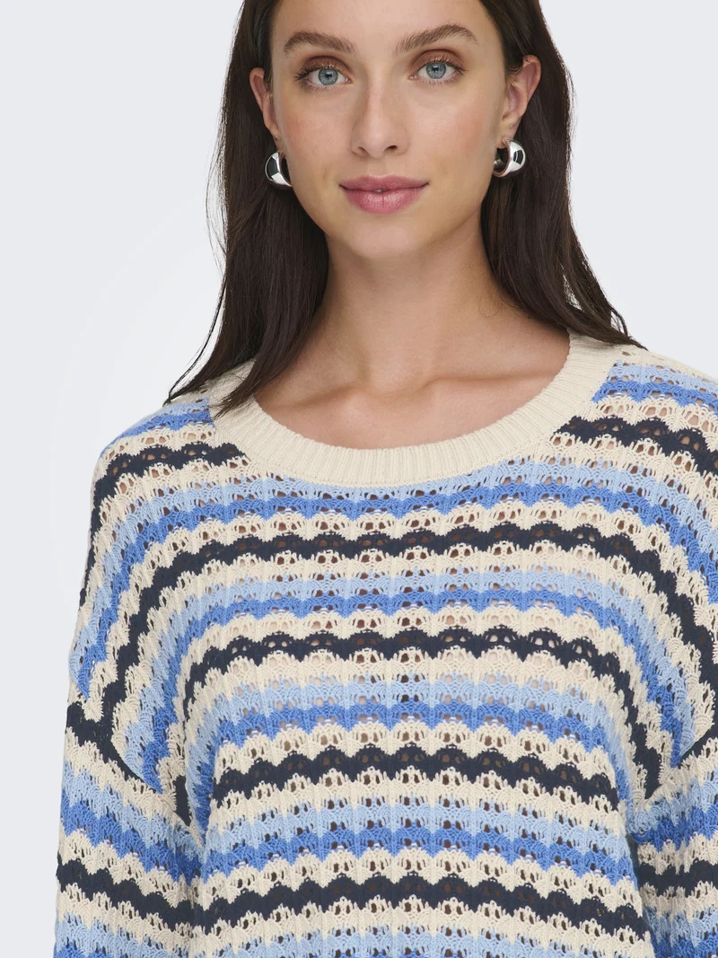 ONLASA LS O-NECK KNT NCA, Birch/Ultramarine/Soft Chambray/Nav