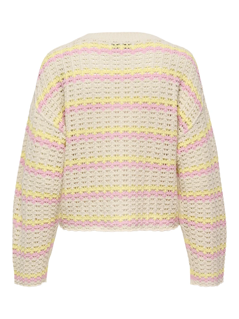 ONLASA LS O-NECK KNT NCA, Birch/Sunlight/Romance Rose