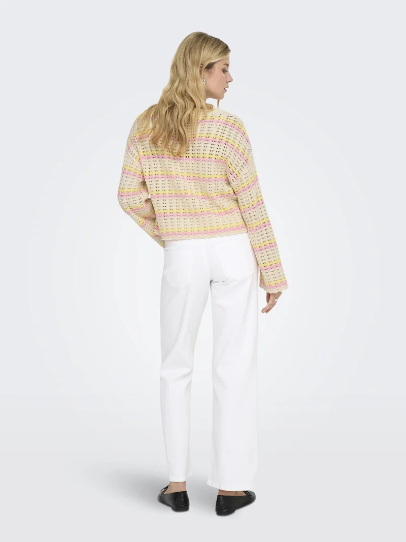 ONLASA LS O-NECK KNT NCA, Birch/Sunlight/Romance Rose