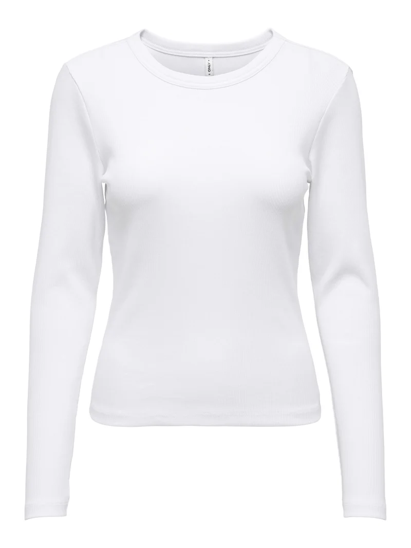 ONLVAL L/S O-NECK TOP JRS, Bright White