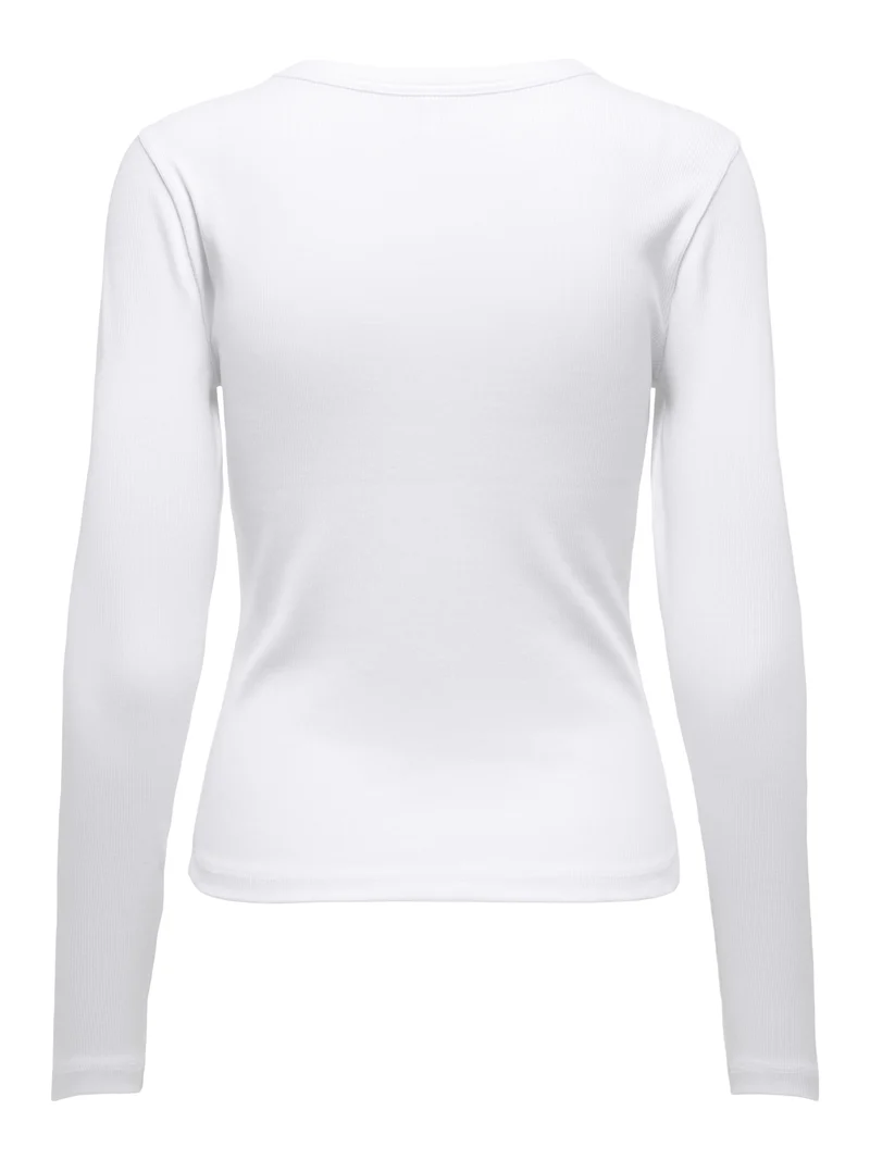 ONLVAL L/S O-NECK TOP JRS, Bright White