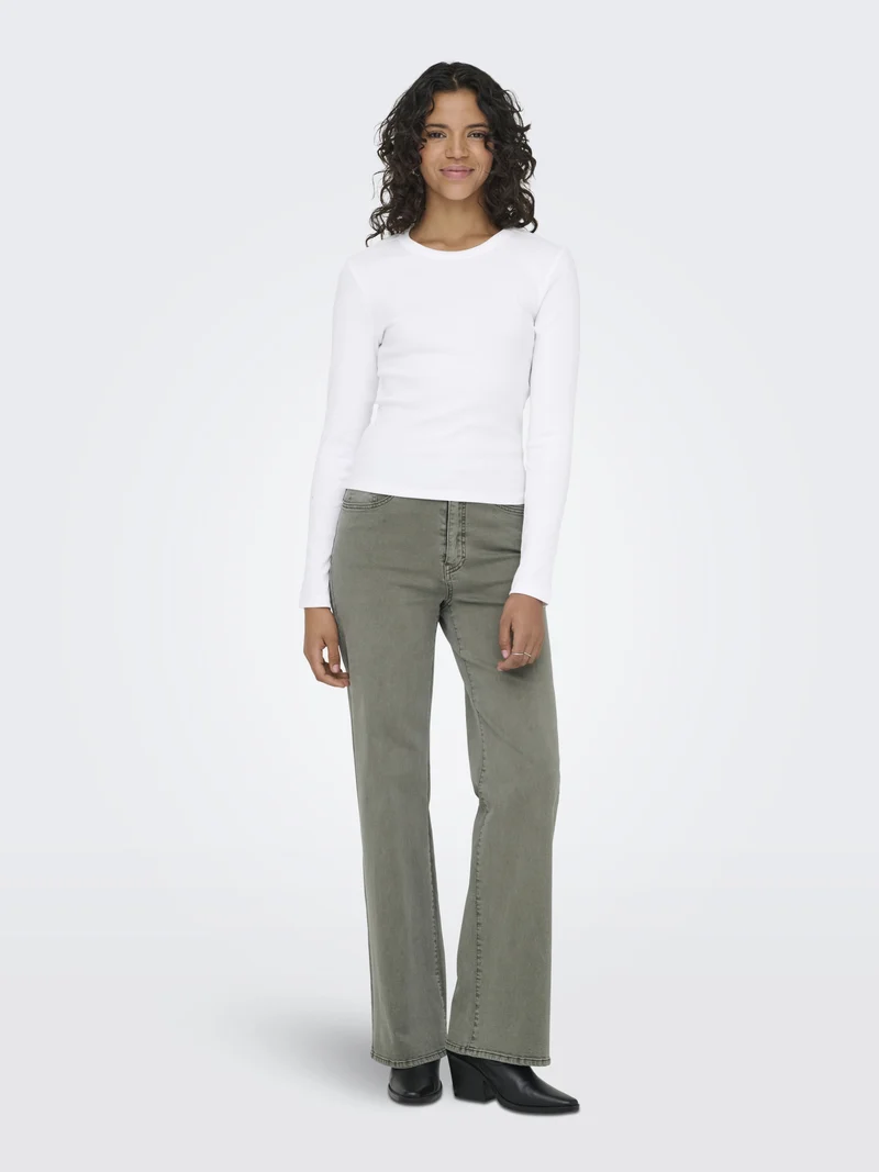 ONLVAL L/S O-NECK TOP JRS, Bright White