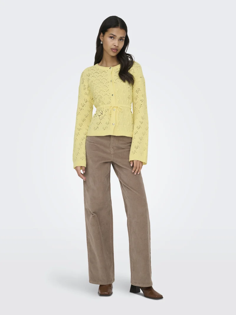 ONLELKE LIFE LS CARDIGAN CC KNT, Sunlight/SIlver Heart Button
