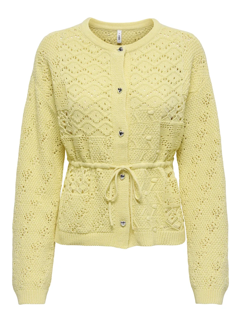 ONLELKE LIFE LS CARDIGAN CC KNT, Sunlight/SIlver Heart Button