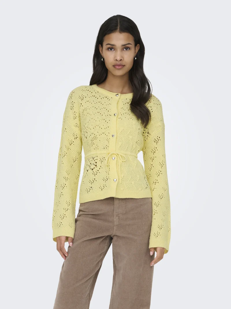 ONLELKE LIFE LS CARDIGAN CC KNT, Sunlight/SIlver Heart Button