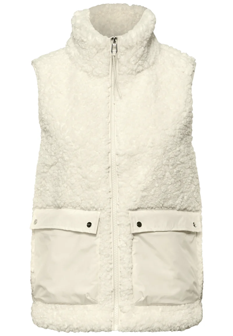 Teddy Vest w. Patched Pockets, eggshell ecru