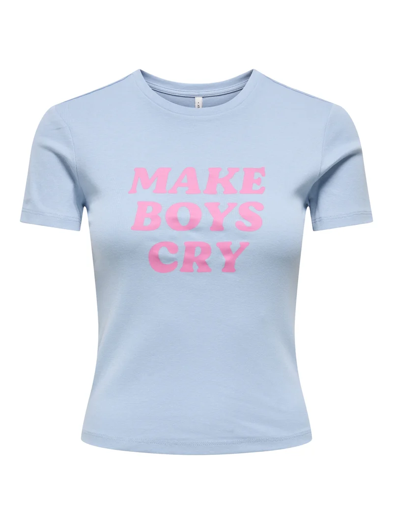 ONLKIRA S/S O-NECK TOP JRS, Soft Chambray/Make boys cry