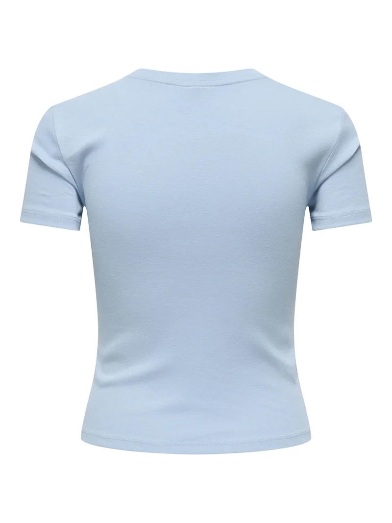 ONLKIRA S/S O-NECK TOP JRS, Soft Chambray/Make boys cry