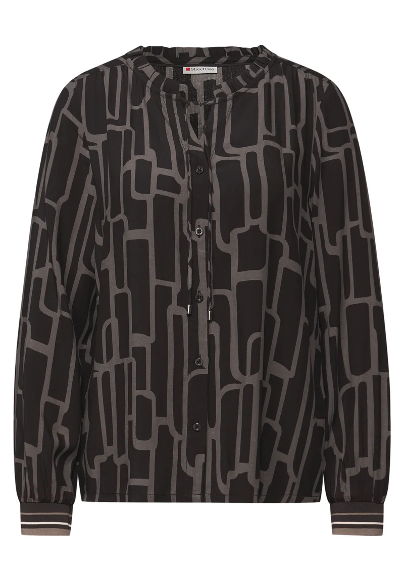 LTD QR Tunic blouse w tapes AO, darkest brown