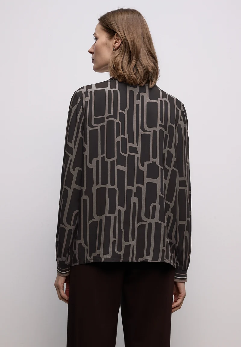 LTD QR Tunic blouse w tapes AO, darkest brown