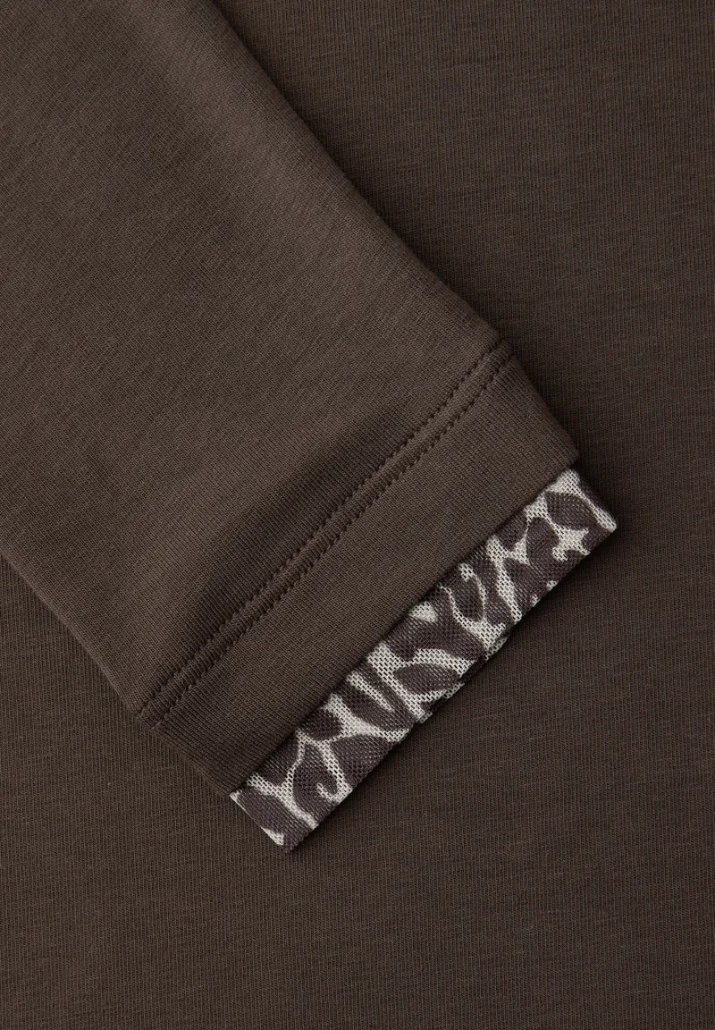 shirt w.printed mesh cuffs, molten earth