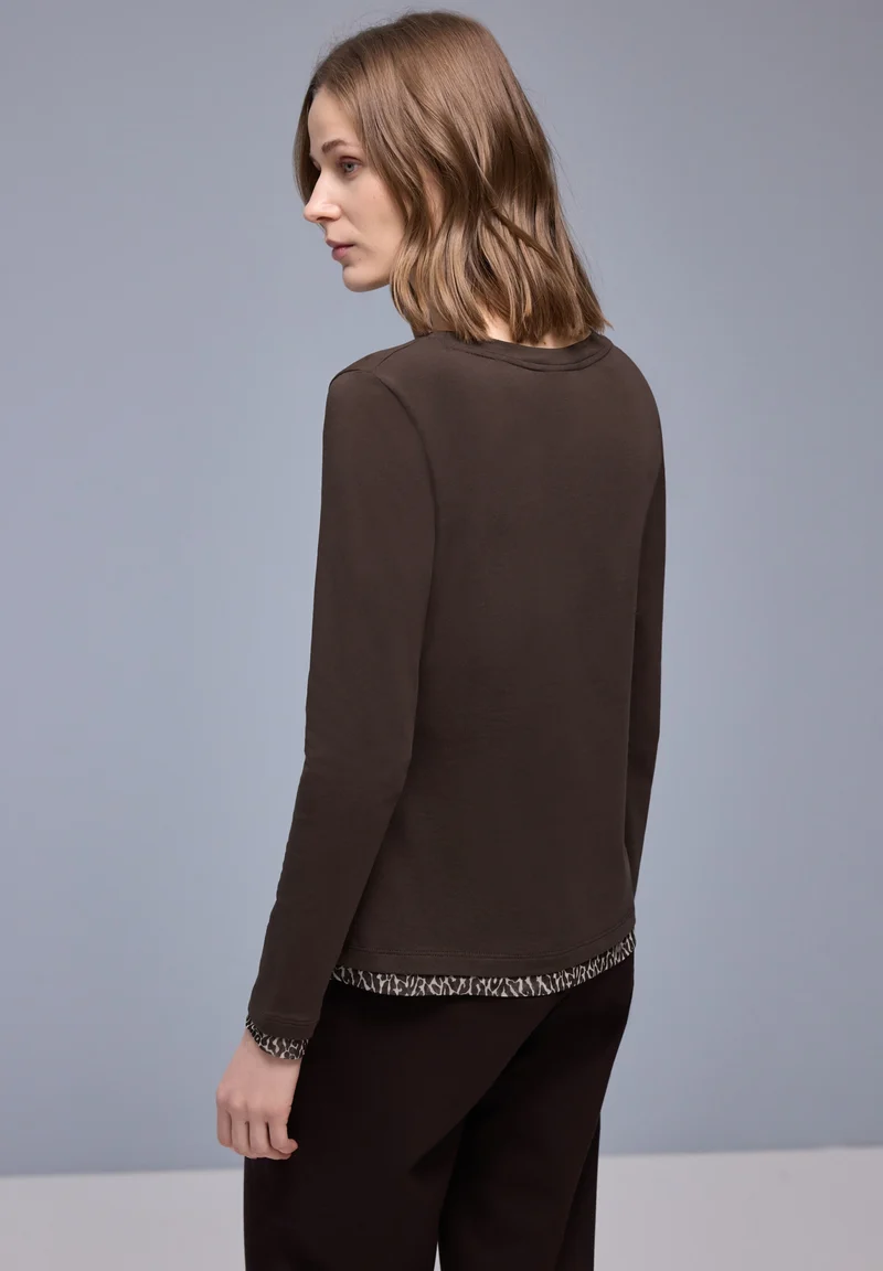 shirt w.printed mesh cuffs, molten earth