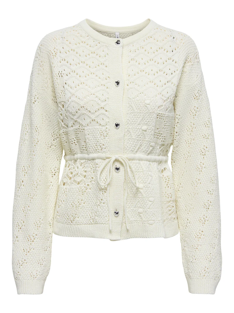 ONLELKE LIFE LS CARDIGAN CC KNT, Birch/SIlver Heart Button
