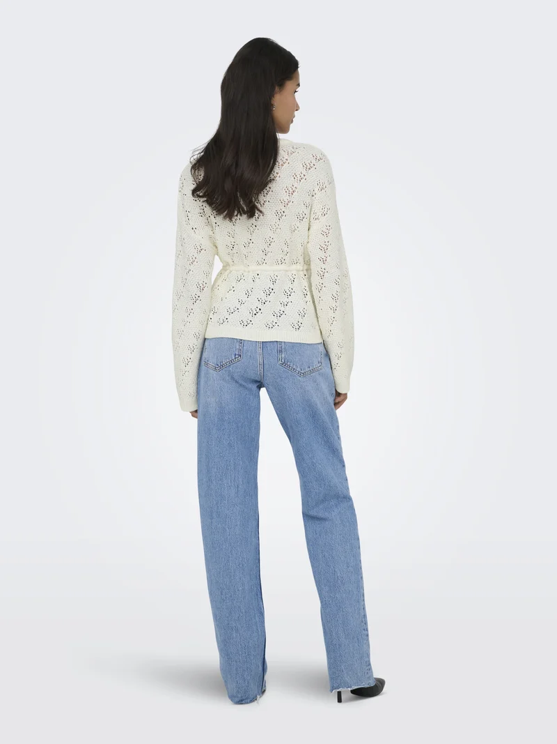 ONLELKE LIFE LS CARDIGAN CC KNT, Birch/SIlver Heart Button