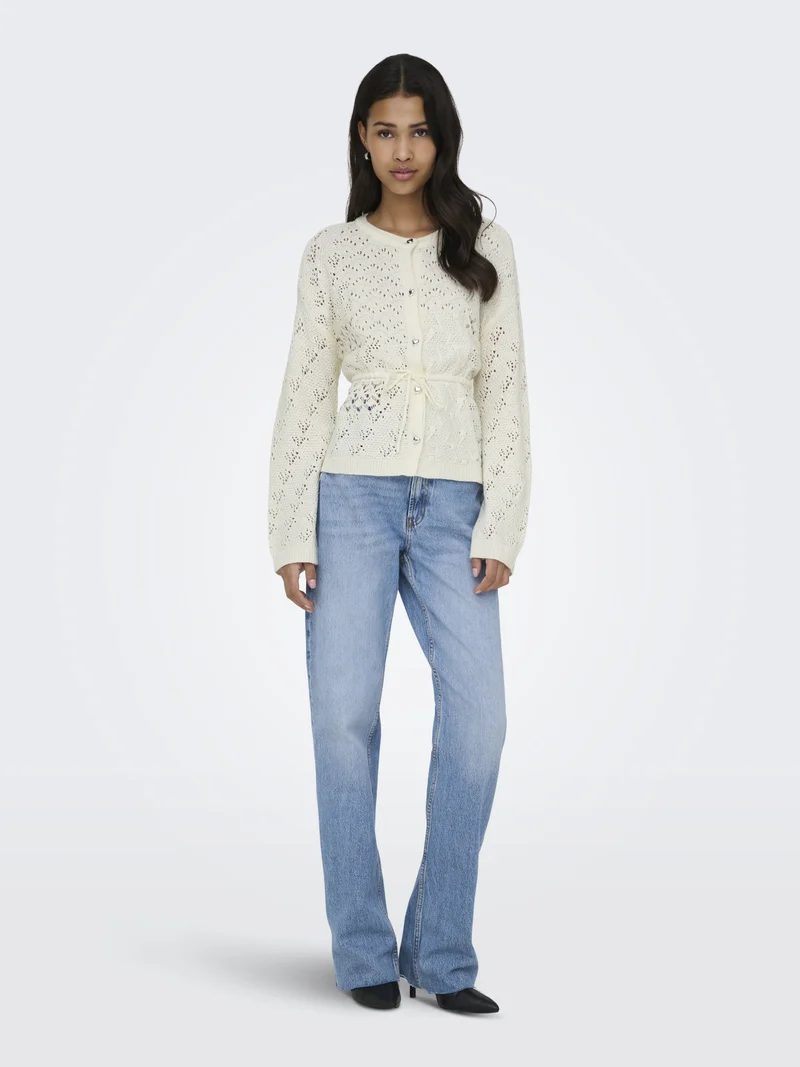 ONLELKE LIFE LS CARDIGAN CC KNT, Birch/SIlver Heart Button