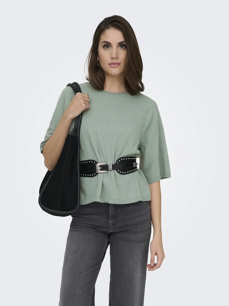 ONLLOYAL 2/4 O-NECK KNT NOOS, Chinois Green/Melange
