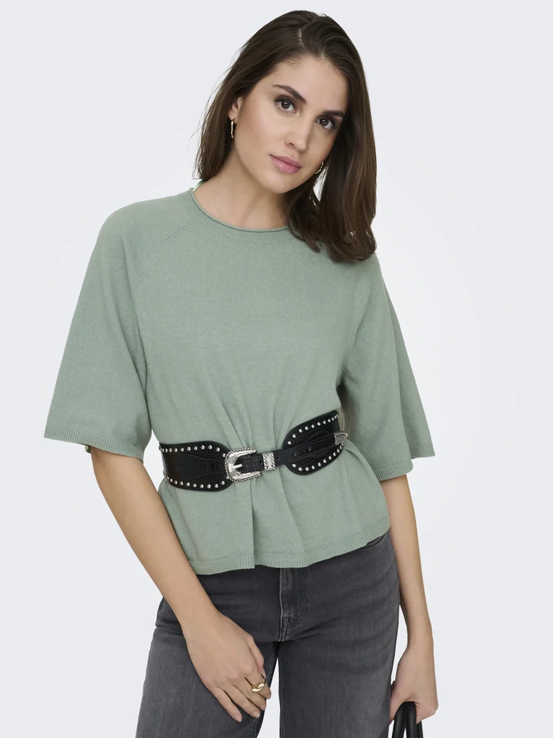 ONLLOYAL 2/4 O-NECK KNT NOOS, Chinois Green/Melange