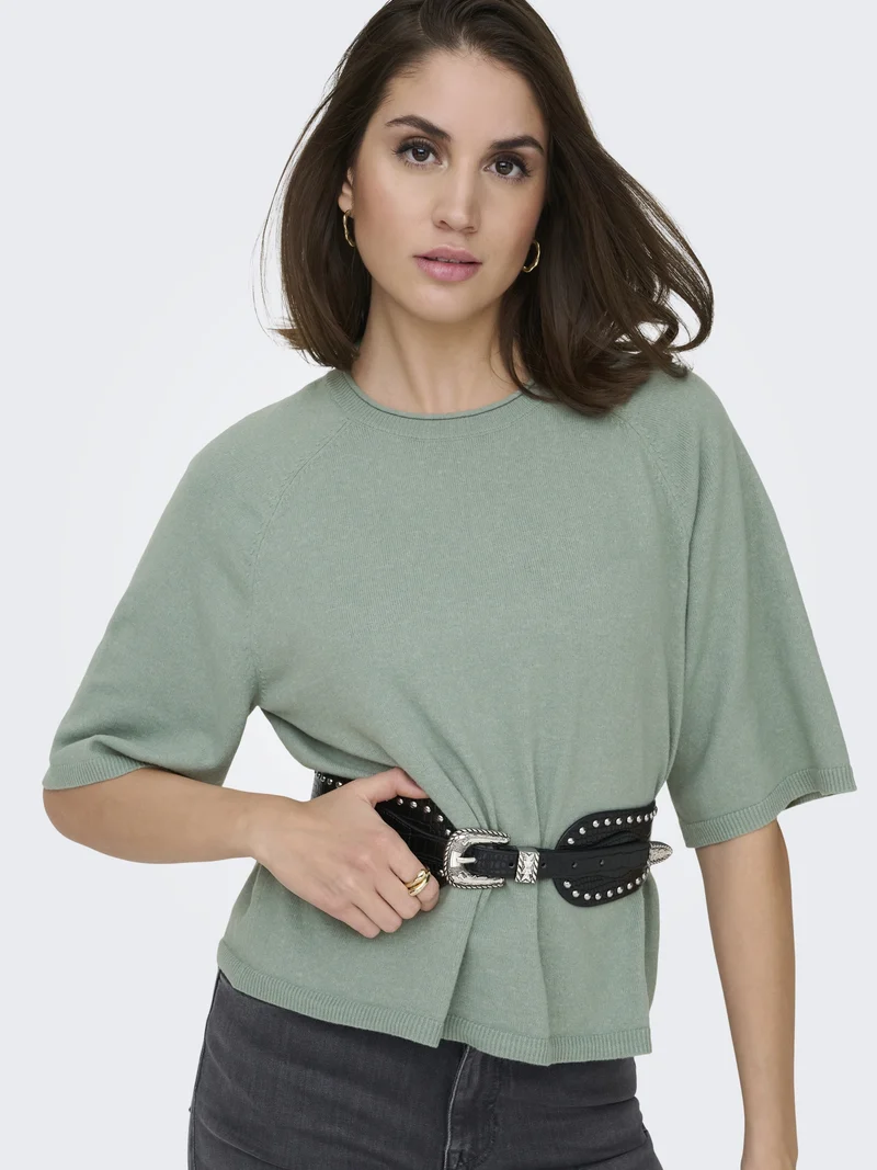 ONLLOYAL 2/4 O-NECK KNT NOOS, Chinois Green/Melange