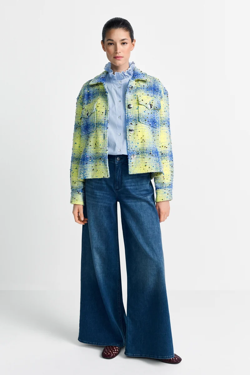 Oversized Check Shirt Jacket, open air