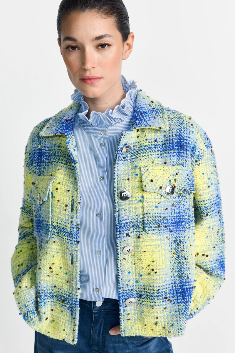 Oversized Check Shirt Jacket, open air