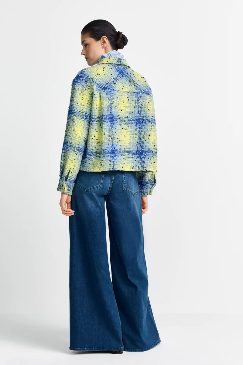 Oversized Check Shirt Jacket, open air