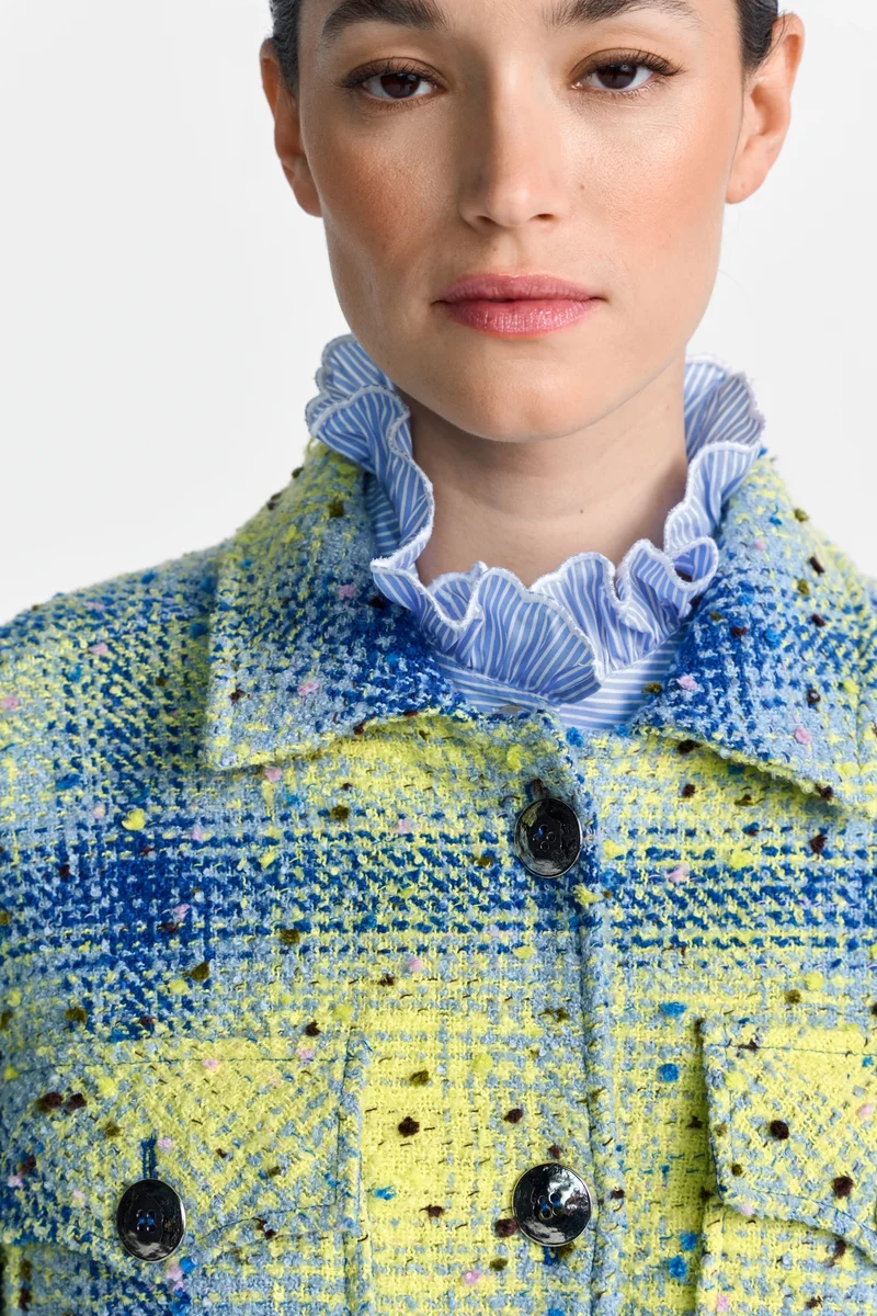 Oversized Check Shirt Jacket, open air