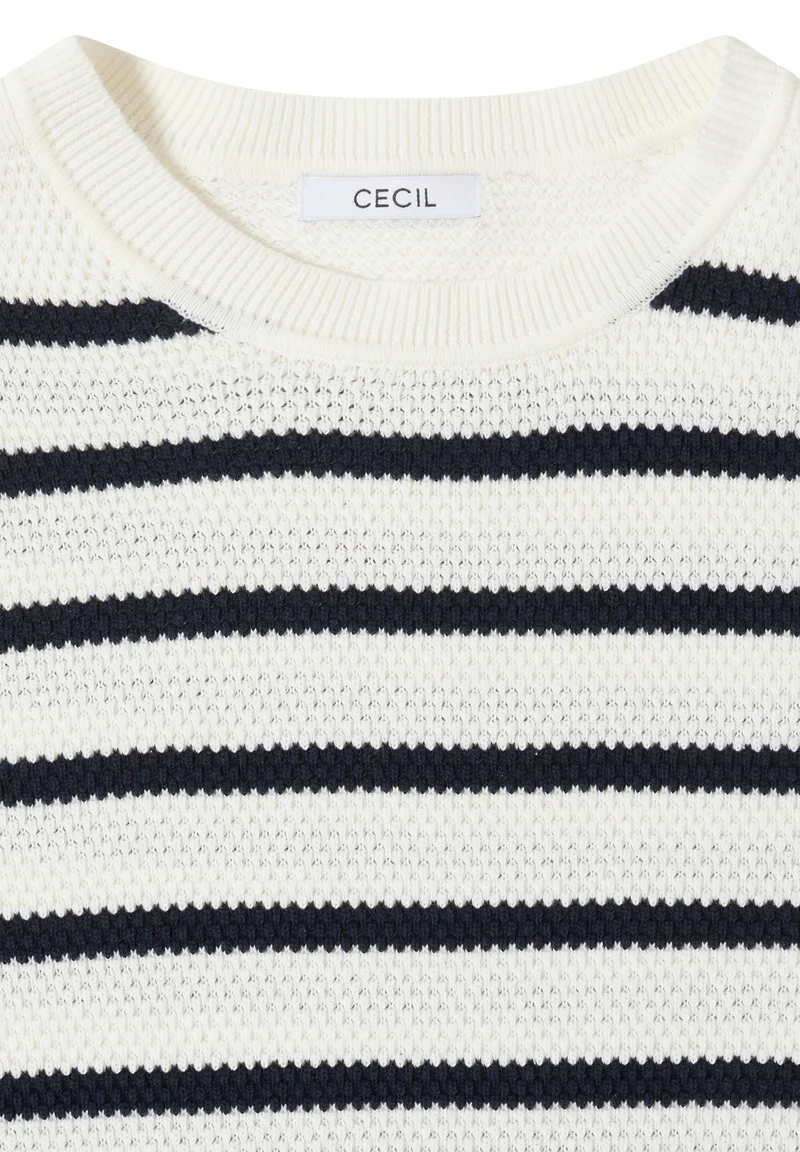 TOS_Structure stripe Roundneck, universal blue