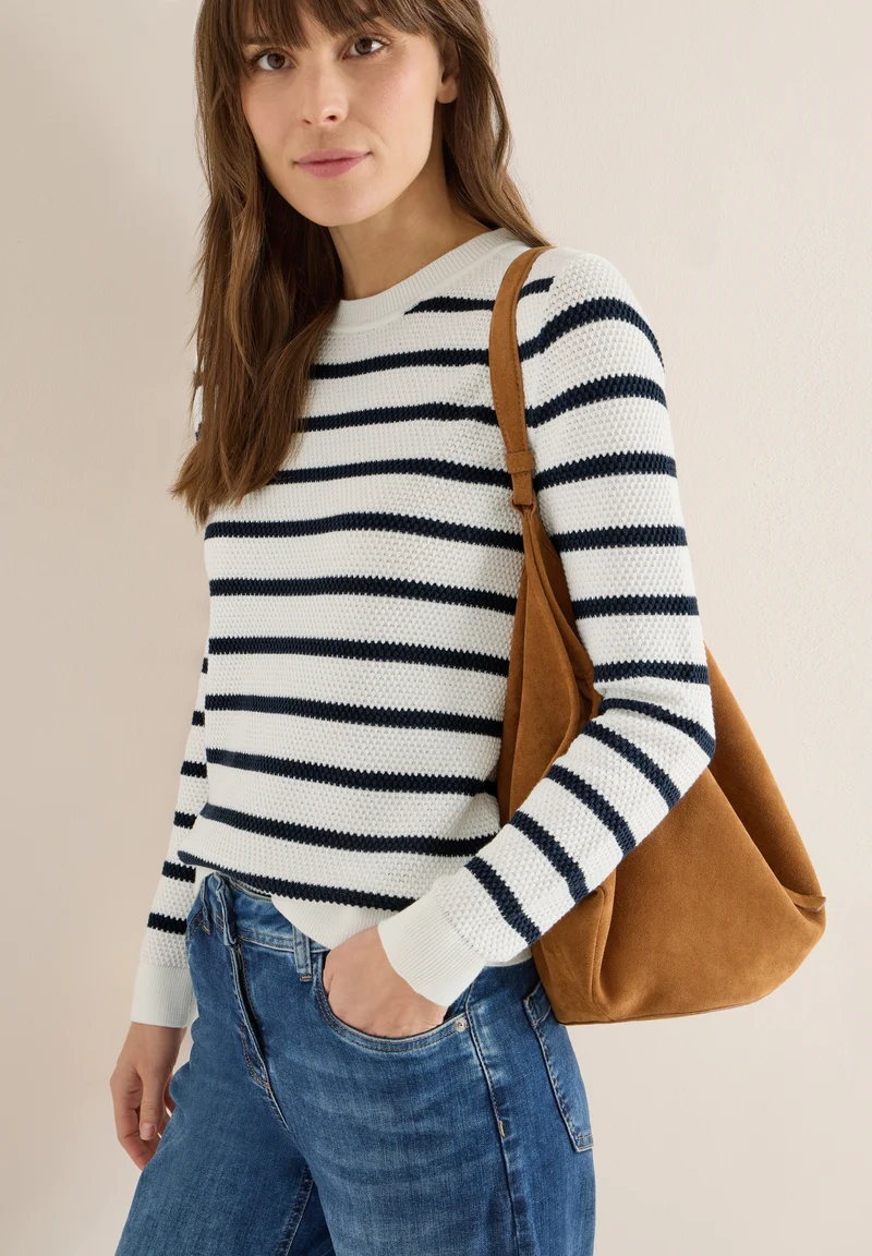 TOS_Structure stripe Roundneck, universal blue