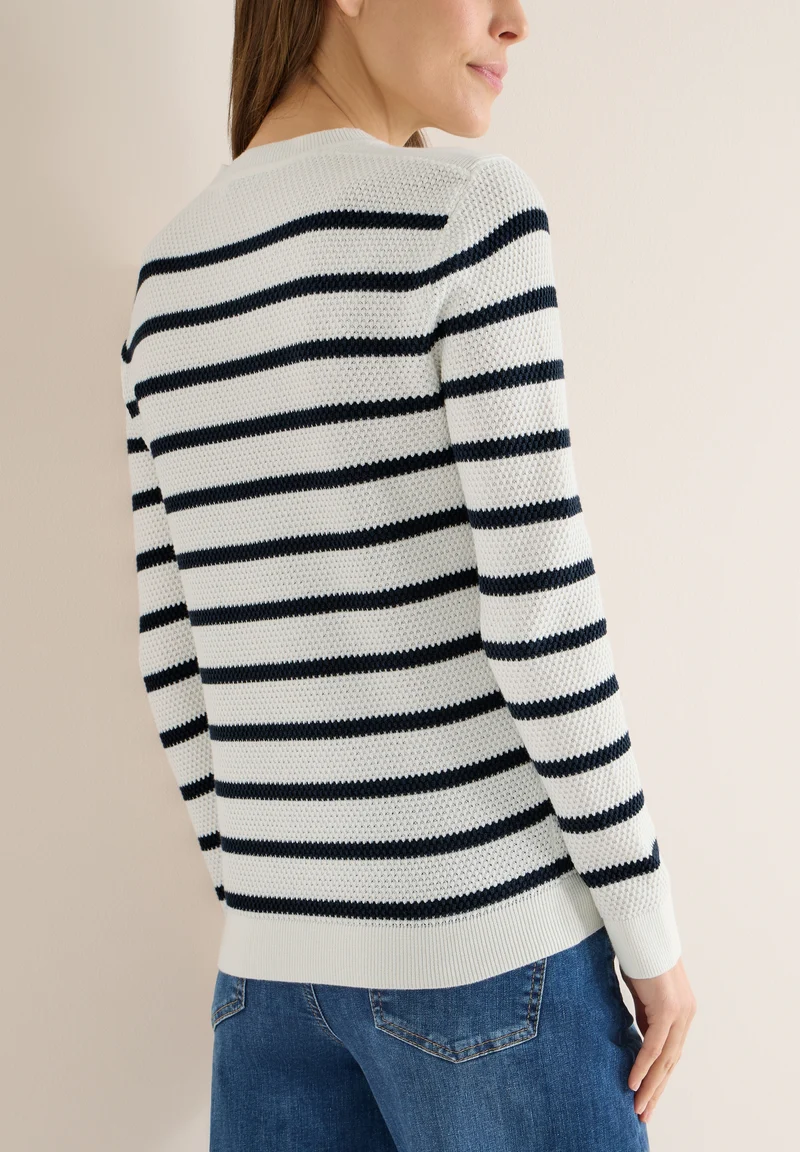 TOS_Structure stripe Roundneck, universal blue