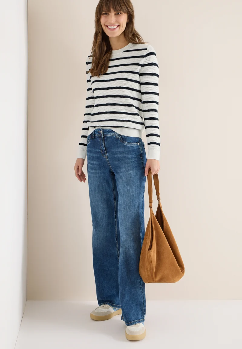 TOS_Structure stripe Roundneck, universal blue