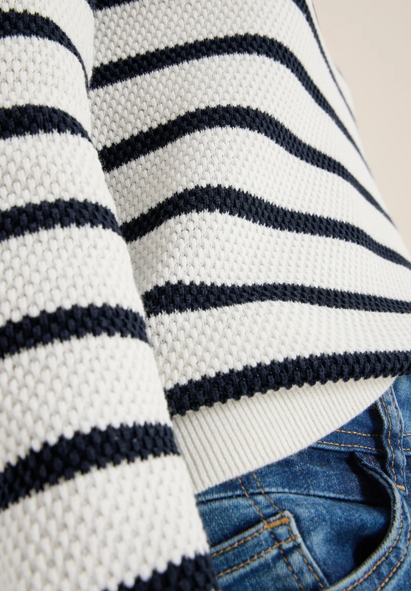 TOS_Structure stripe Roundneck, universal blue