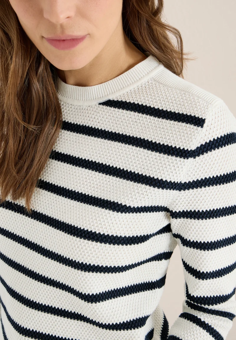 TOS_Structure stripe Roundneck, universal blue