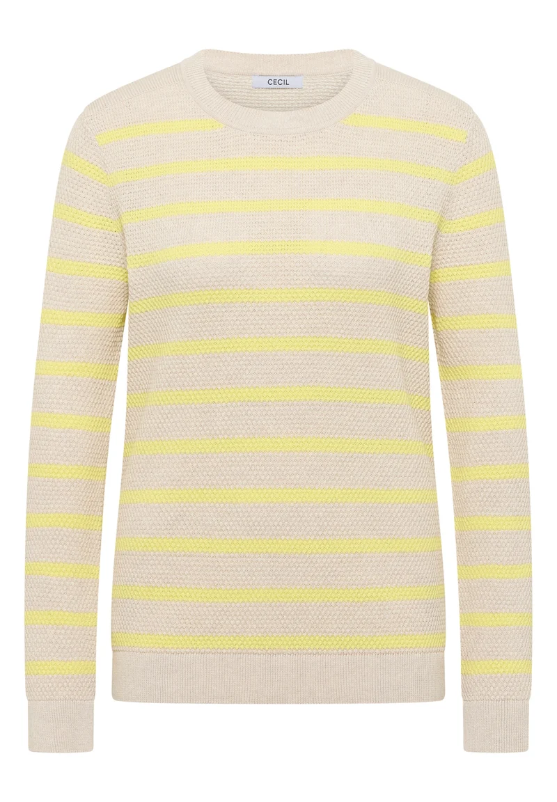TOS_Structure stripe Roundneck, iced yellow