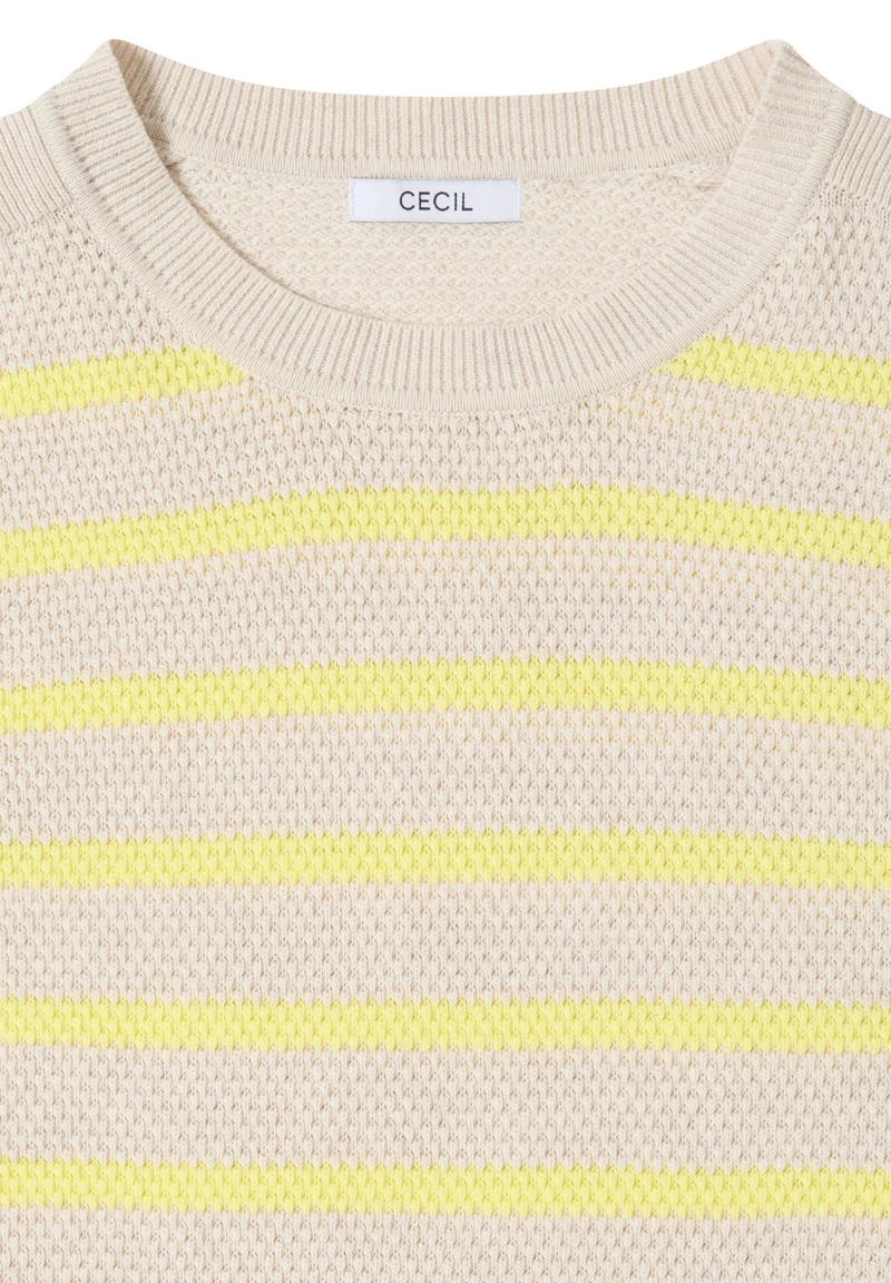 TOS_Structure stripe Roundneck, iced yellow