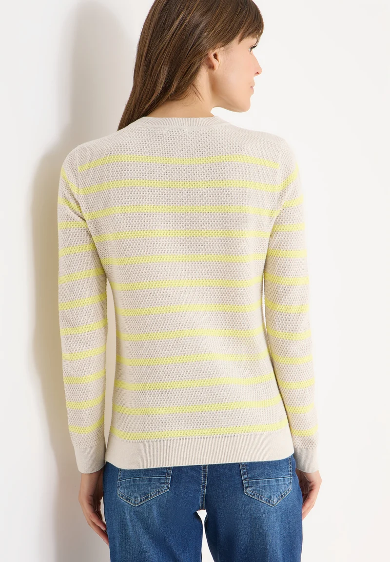 TOS_Structure stripe Roundneck, iced yellow