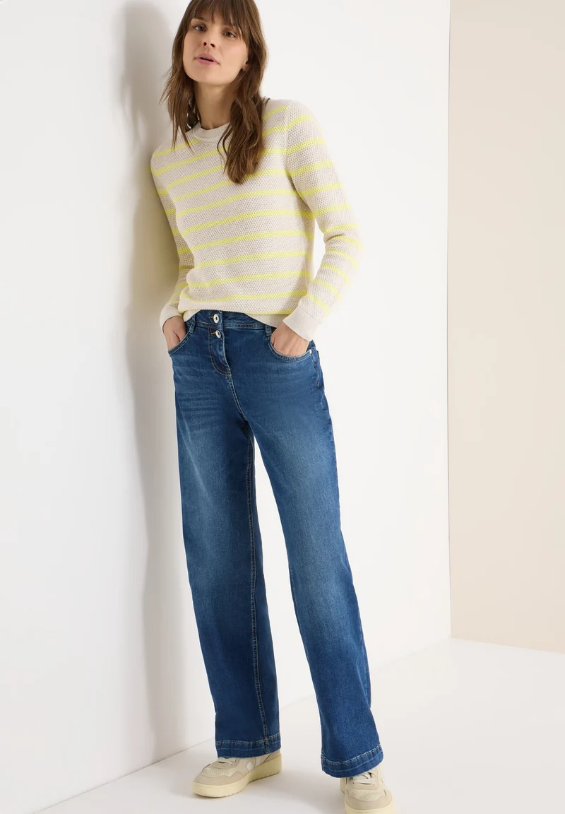 TOS_Structure stripe Roundneck, iced yellow