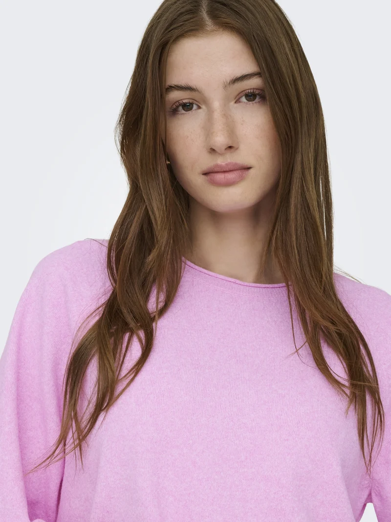 ONLLOYAL 2/4 O-NECK KNT NOOS, Super Pink/Melange