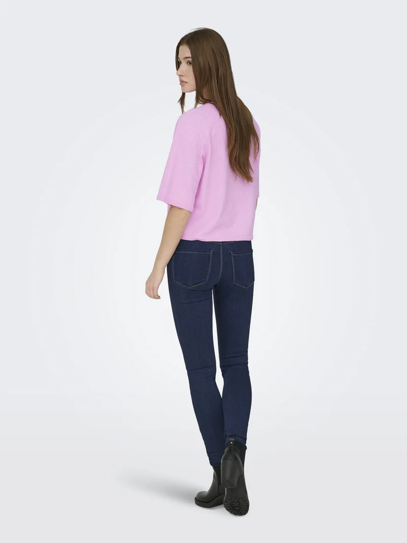ONLLOYAL 2/4 O-NECK KNT NOOS, Super Pink/Melange