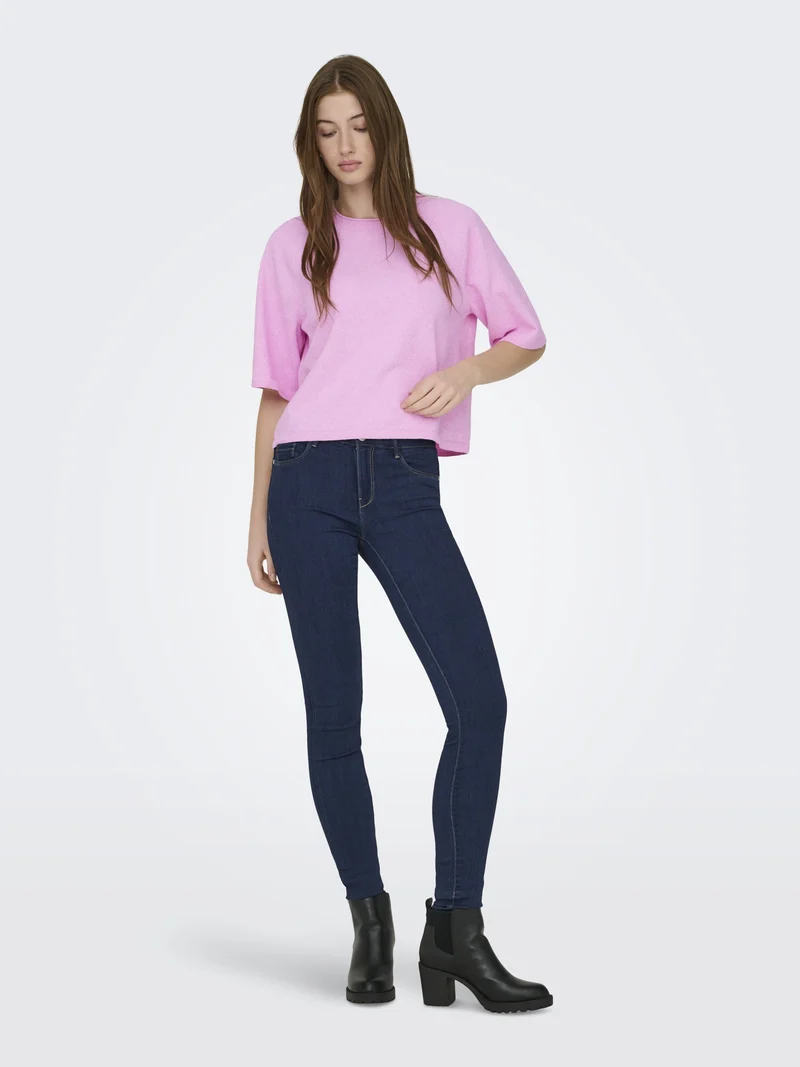 ONLLOYAL 2/4 O-NECK KNT NOOS, Super Pink/Melange