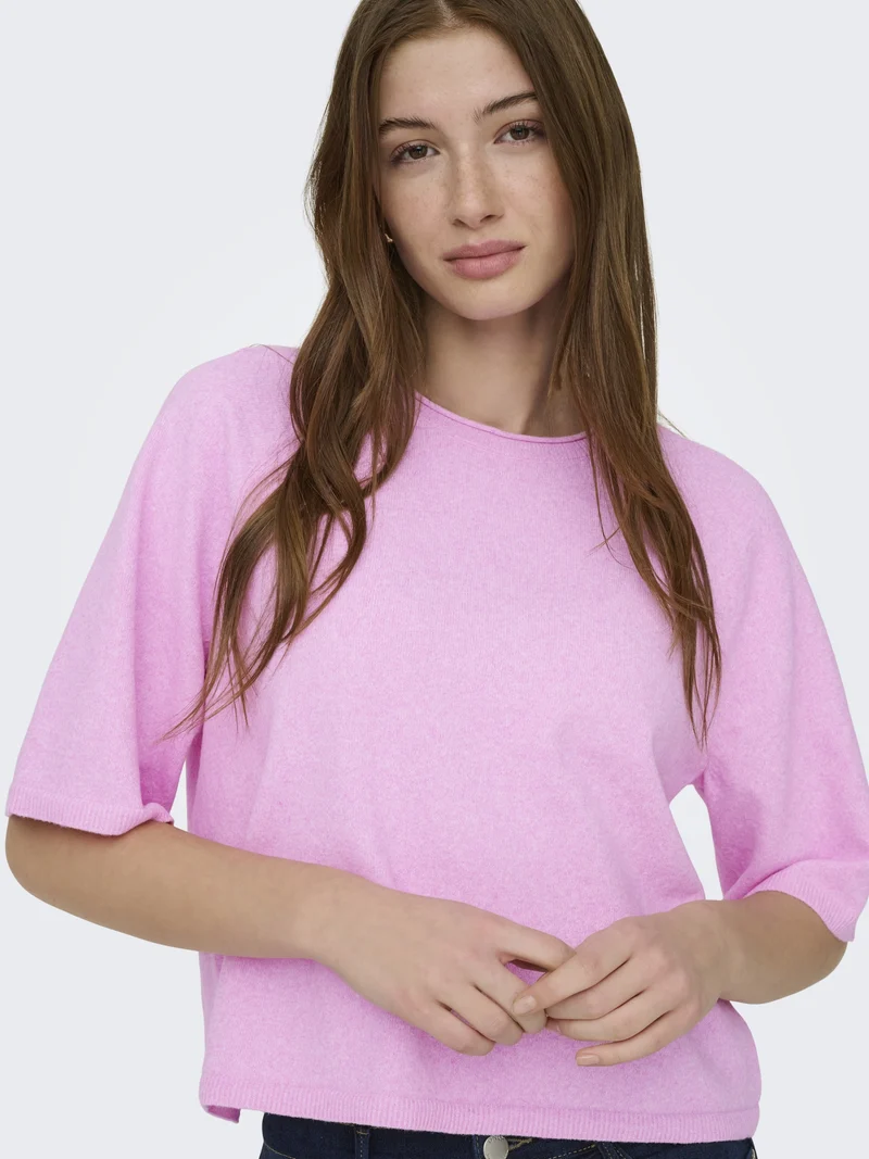 ONLLOYAL 2/4 O-NECK KNT NOOS, Super Pink/Melange