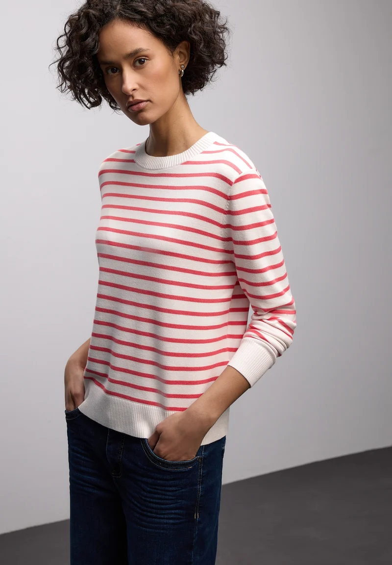 LTD QR_ basic sweater stripes, off white