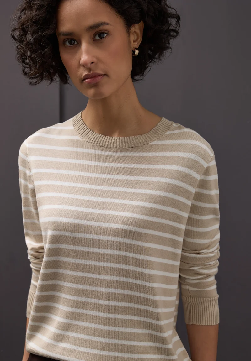 LTD QR_ basic sweater stripes, cotton beige