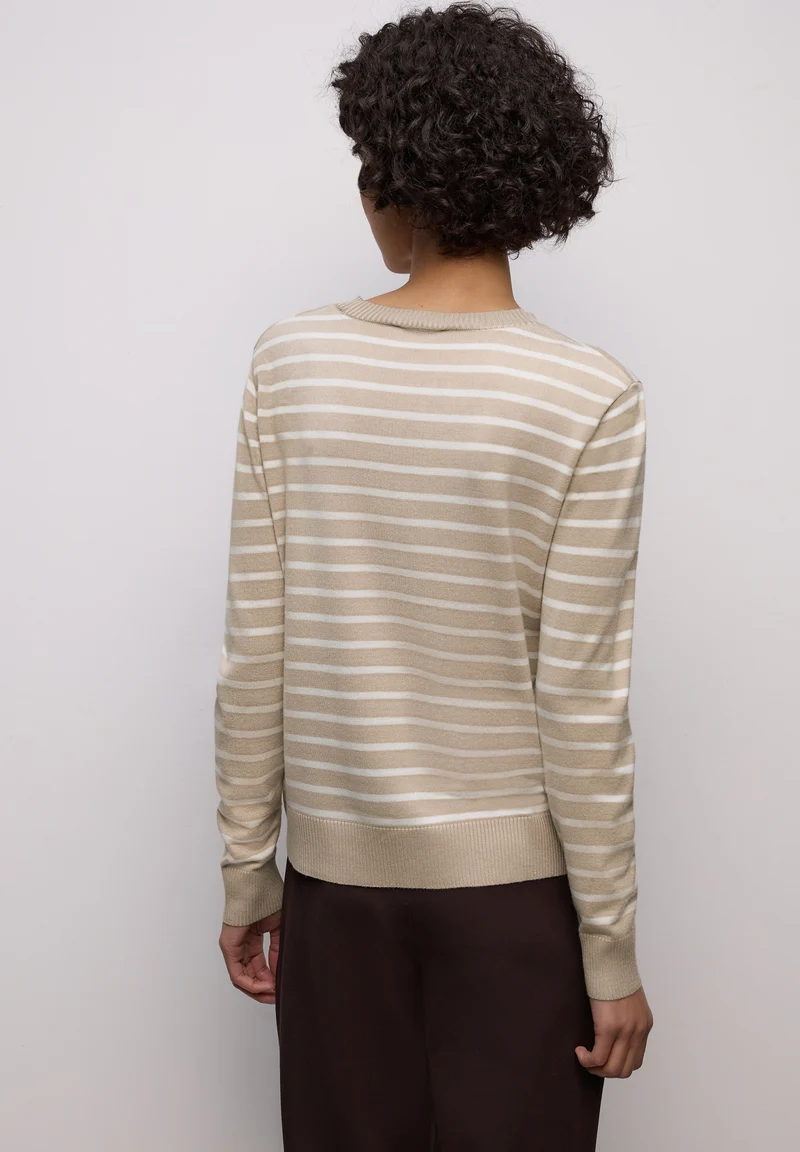 LTD QR_ basic sweater stripes, cotton beige