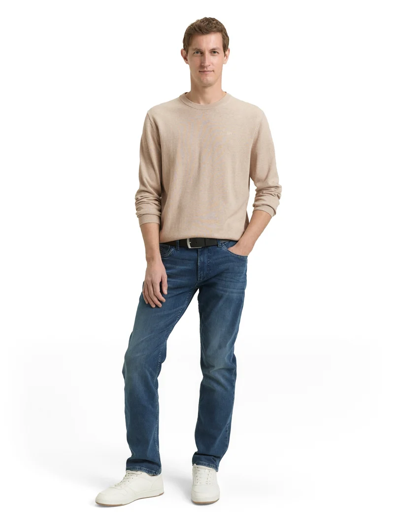 basic crewneck knit, cashew beige melange