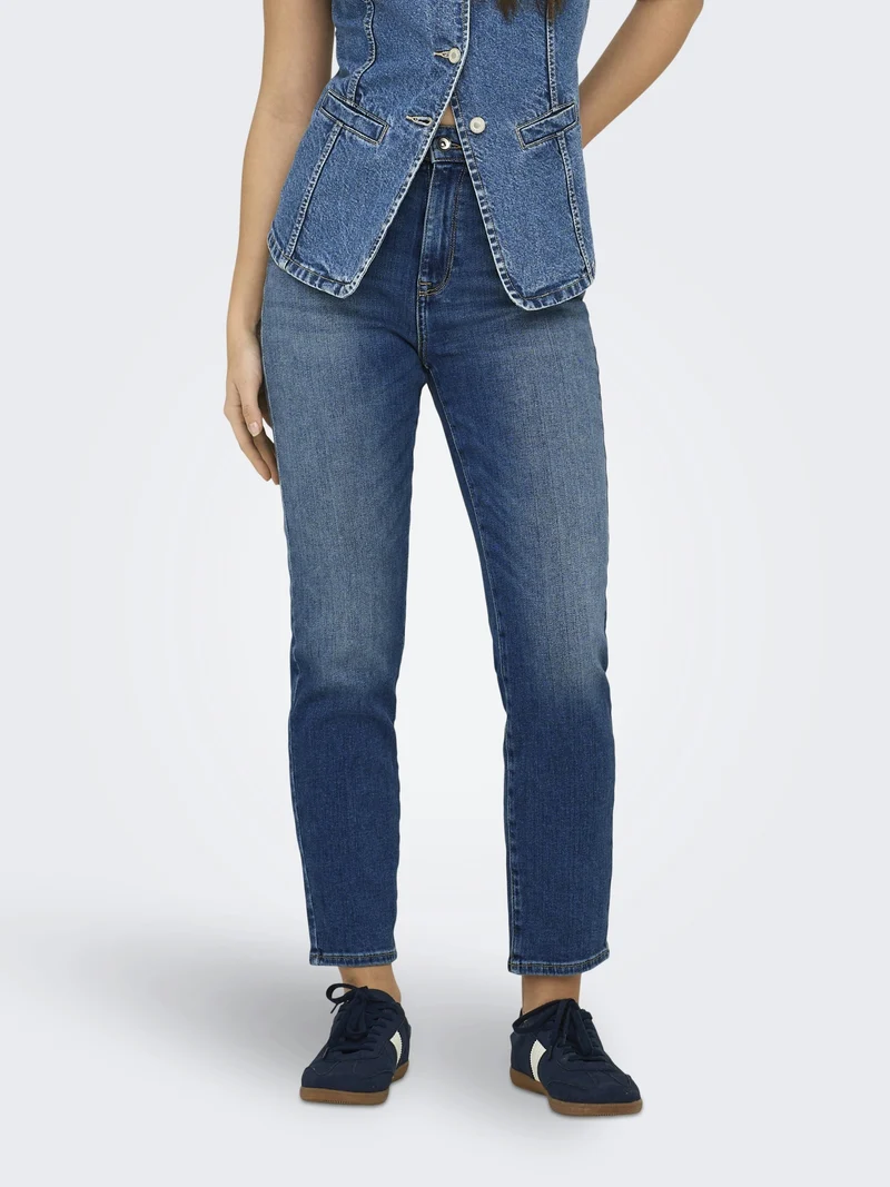 ONLEMILY ICON HW STR ANK DNM CRO306, Medium Blue Denim