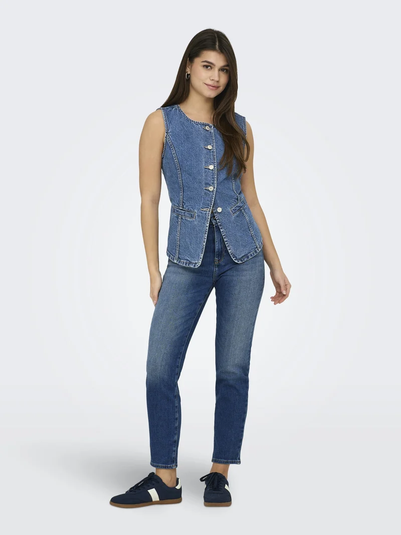 ONLEMILY ICON HW STR ANK DNM CRO306, Medium Blue Denim